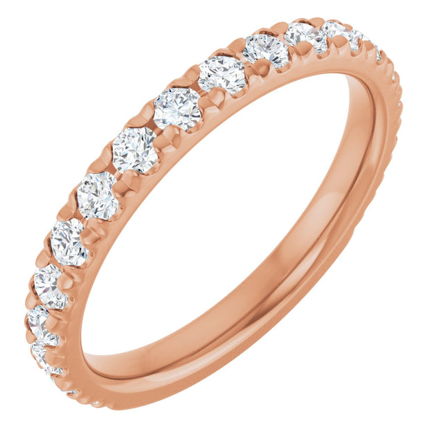 14K Gold Round Lab-Grown Diamond French-Set Anniversary Band – 1/3–1 CTW - Rose Gold