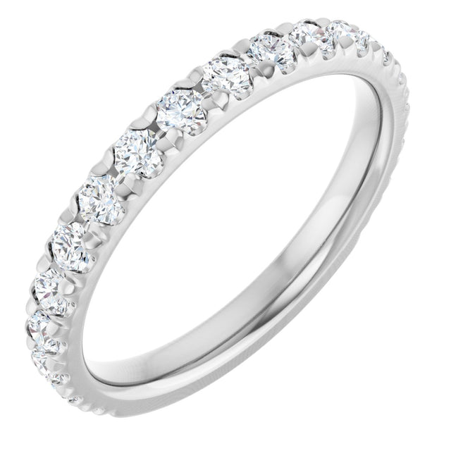 Platinum Round Natural Diamond French-Set Anniversary Band – 1/3–1 CTW