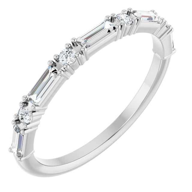 14K Gold Straight Baguette Lab-Grown Diamond Multi-Shape Anniversary Band – 3/8 CTW - White Gold
