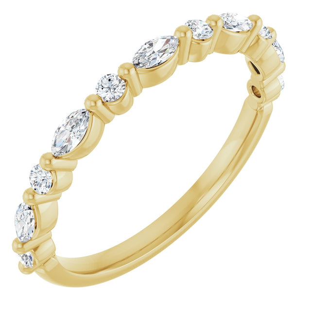 14K Gold Marquise Lab-Grown Diamond Anniversary Band – 1/4–1/3 CTW - Yellow Gold