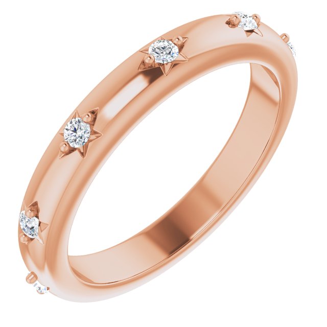 14K Gold Round Natural Diamond Celestial Eternity Band – 1.5 mm Stones - Rose Gold