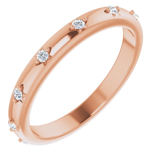 14K Gold Round Natural Diamond Celestial Eternity Band – 1.5 mm Stones - Rose Gold