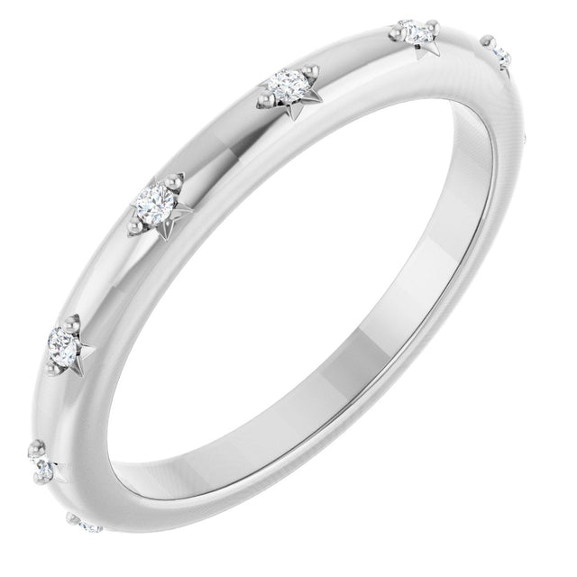 14K Gold Round Natural Diamond Celestial Eternity Band – 1.1 mm Stones - White Gold