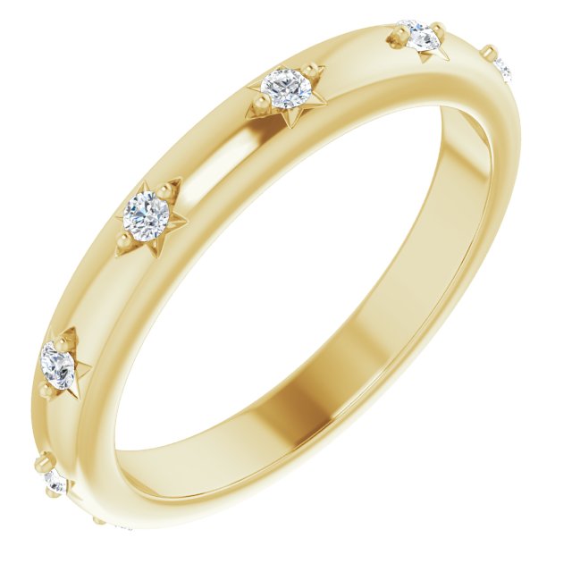 14K Gold Round Natural Diamond Celestial Eternity Band – 1.5 mm Stones - Yellow Gold