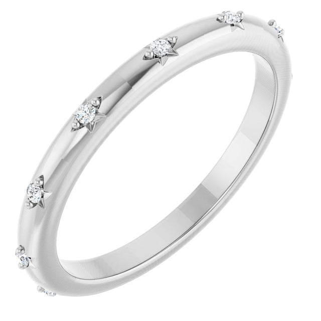 14K Gold Round Natural Diamond Celestial Eternity Band – 1.1 mm Stones - White Gold