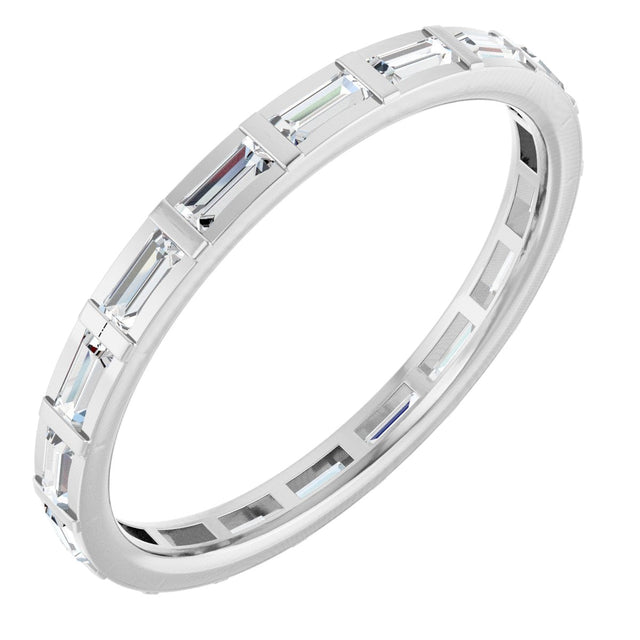 14K Gold Straight Baguette Natural Diamond Channel-Set Baguette Eternity Band – 3x1.25 mm Stones - White Gold