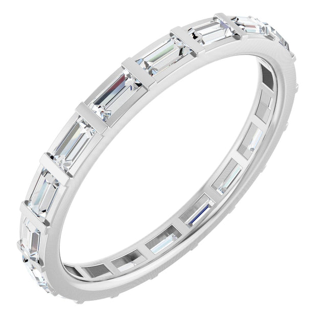 Platinum Straight Baguette Natural Diamond Channel-Set Baguette Eternity Band – 3x1.5 mm Stones