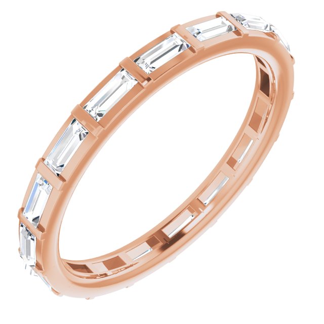 14K Gold Straight Baguette Natural Diamond Channel-Set Baguette Eternity Band – 3x1.25 mm Stones - Rose Gold