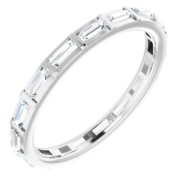14K Gold Straight Baguette Natural Diamond Channel-Set Baguette Eternity Band – 3x1.25 mm Stones - White Gold
