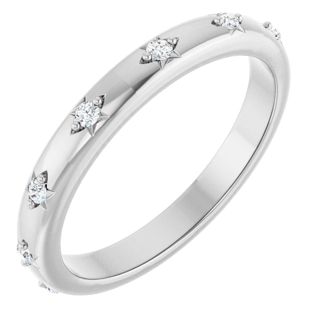 14K Gold Round Natural Diamond Celestial Eternity Band – 1.5 mm Stones - White Gold