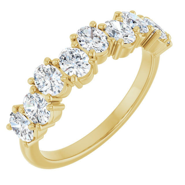14K Gold Oval Natural Diamond Scattered Anniversary Band – 1 3/8 CTW - Yellow Gold