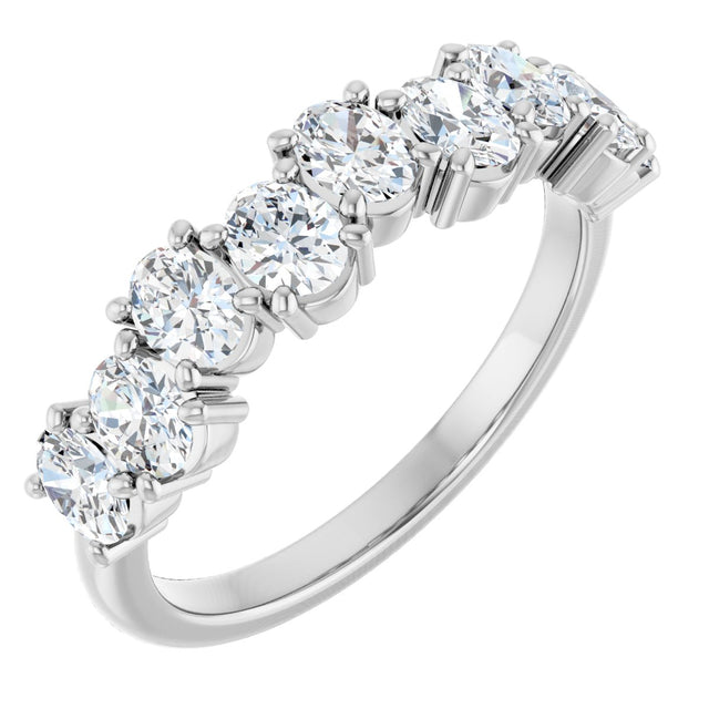 Platinum Oval Natural Diamond Scattered Anniversary Band – 1 3/8 CTW