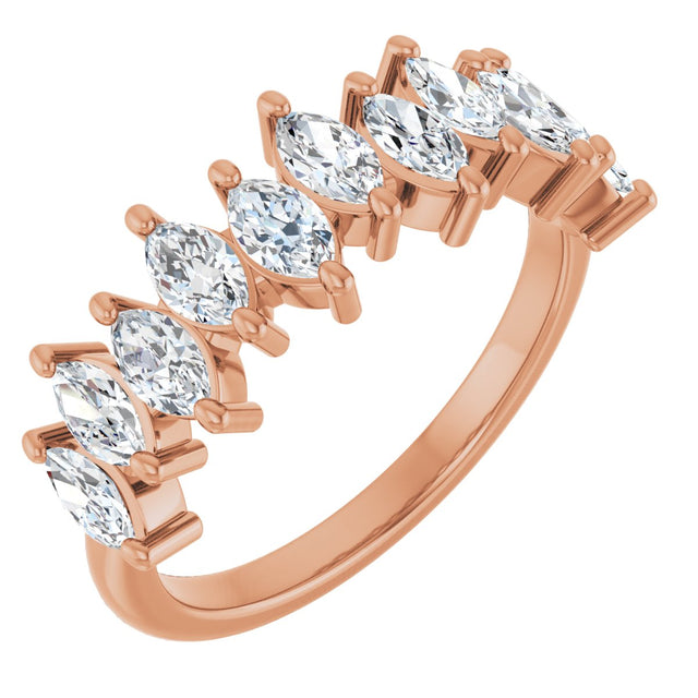 14K Gold Marquise Lab-Grown Diamond Scattered Anniversary Band – 3/4–1 3/8 CTW - Rose Gold