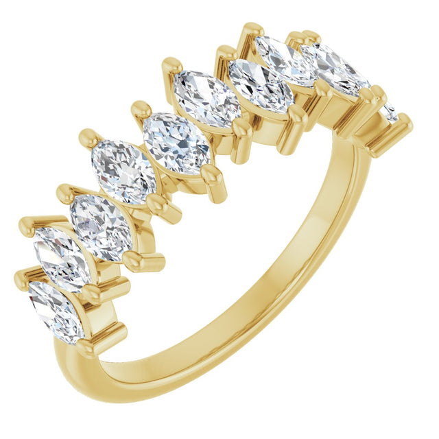 14K Gold Marquise Natural Diamond Scattered Anniversary Band – 3/4–1 3/8 CTW - Yellow Gold