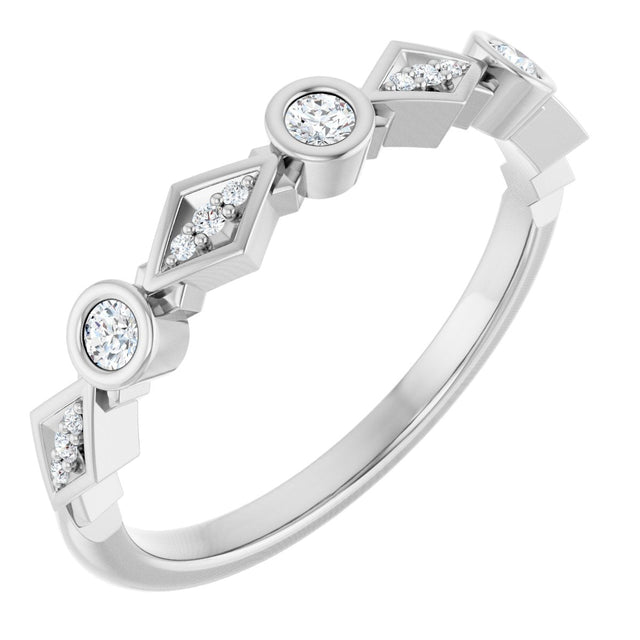 Platinum Round Lab-Grown Diamond Three-Stone Anniversary Band – 1/8 CTW