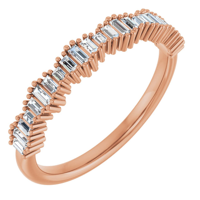 14K Gold Straight Baguette Natural Diamond Graduated Baguette Anniversary Band – 1/4 CTW - Rose Gold