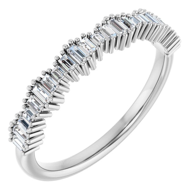 14K Gold Straight Baguette Natural Diamond Graduated Baguette Anniversary Band – 1/4 CTW - White Gold