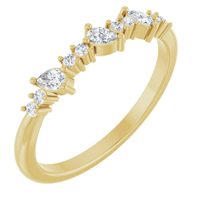 14K Gold Pear Natural Diamond Anniversary Band – 1/4 CTW - Yellow Gold