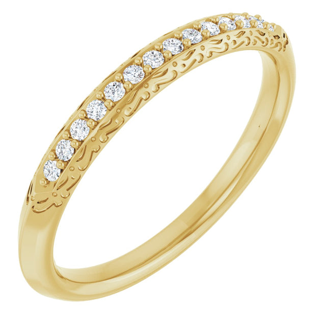14K Gold Round Natural Diamond Anniversary Band – 1/10 CTW - Yellow Gold