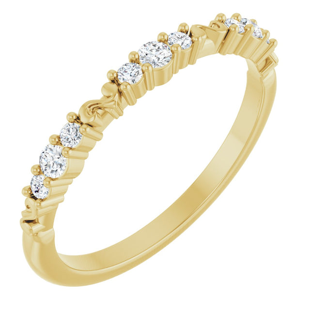 14K Gold Round Natural Diamond Anniversary Band – 1/6 CTW - Yellow Gold