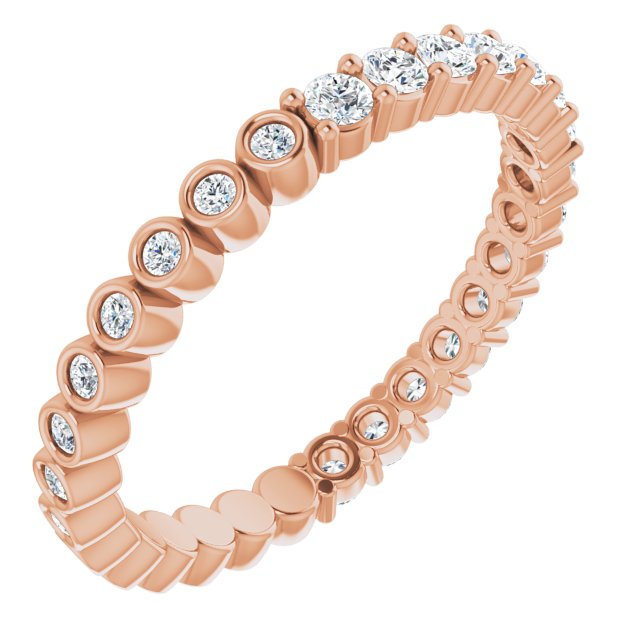 14K Gold Round Natural Diamond Reversible Eternity Band – 2 mm Stones - Rose Gold