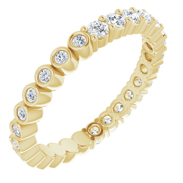 14K Gold Round Natural Diamond Reversible Eternity Band – 2 mm Stones - Yellow Gold