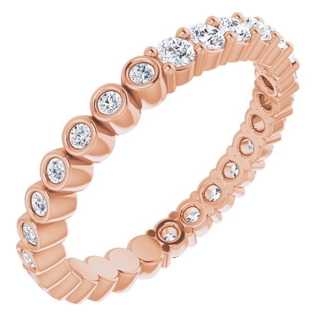 14K Gold Round Natural Diamond Reversible Eternity Band – 2 mm Stones - Rose Gold