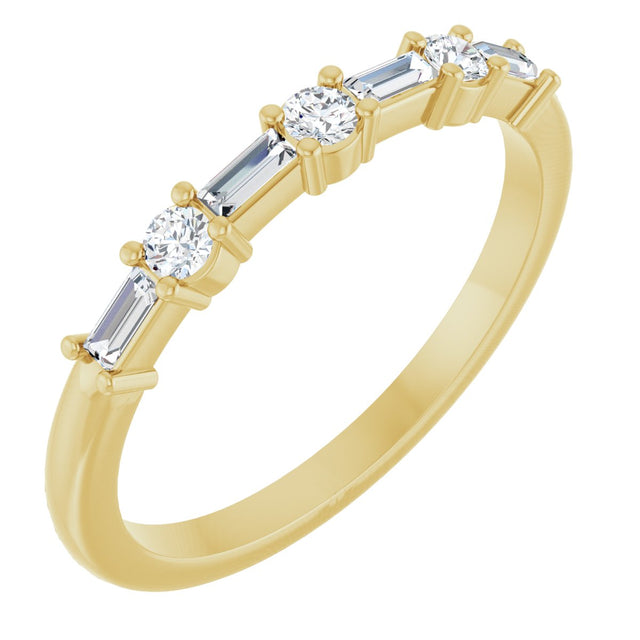 14K Gold Straight Baguette Natural Diamond Anniversary Band – 1/4 CTW - Yellow Gold