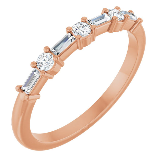 14K Gold Straight Baguette Natural Diamond Anniversary Band – 1/4 CTW - Rose Gold