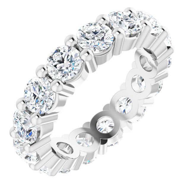 Platinum Round Lab-Grown Diamond Shared-Prong Eternity Band – 4.1 mm Stones