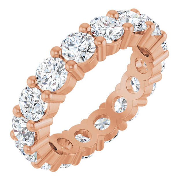 10K Gold Round Lab-Grown Diamond Shared-Prong Eternity Band – 4.1 mm Stones - Rose Gold