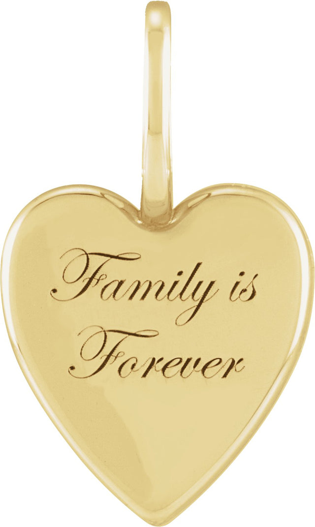 14K Gold Family is Forever Heart Pendant - Yellow Gold