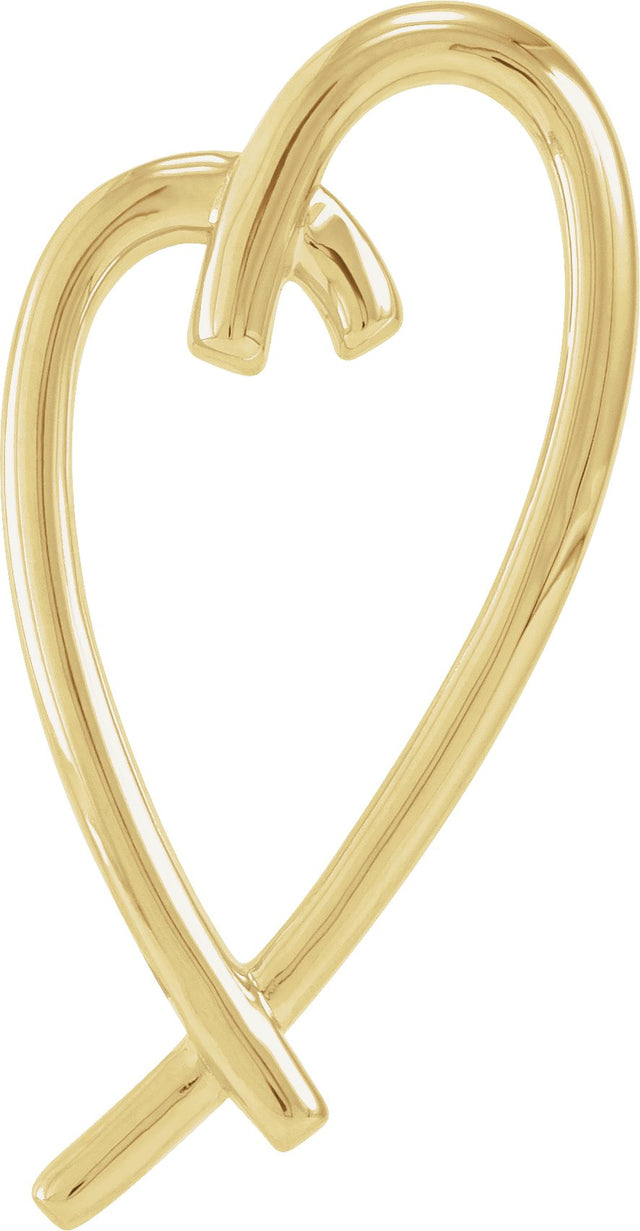10K Gold Heart Pendant – 32.5x15.25mm - Yellow Gold