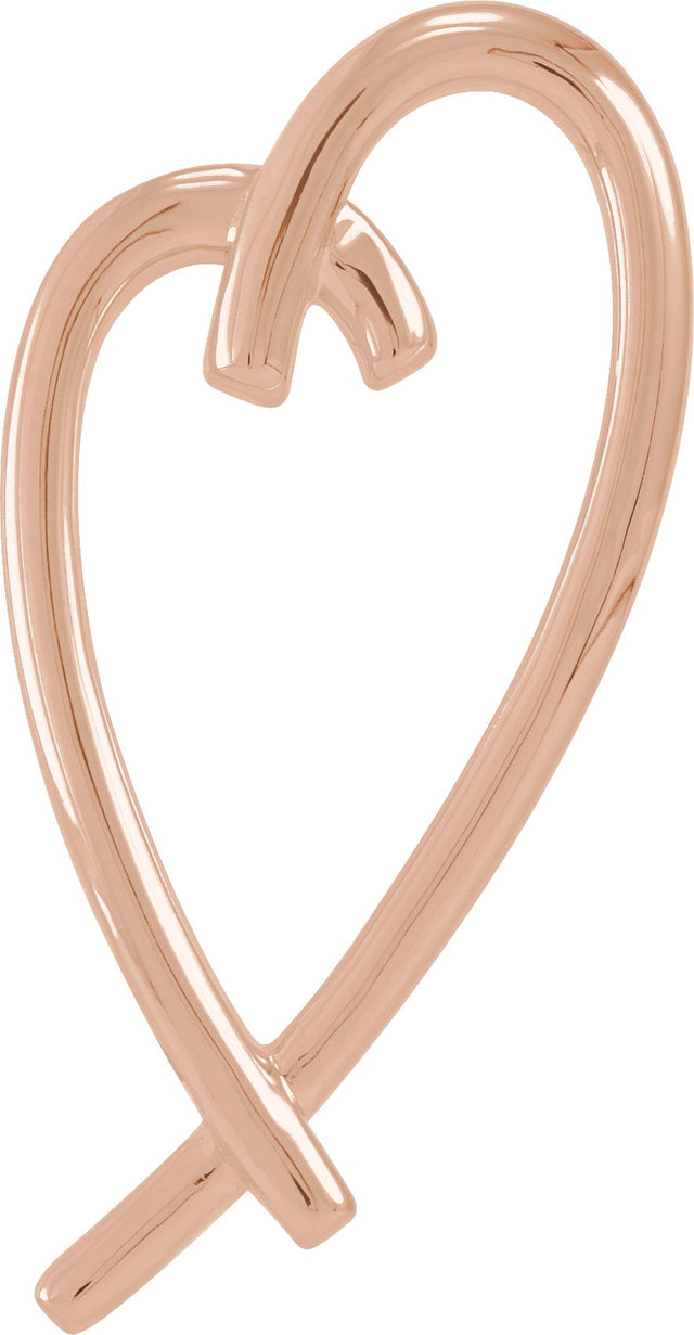 14K Gold Heart Pendant – 32.5x15.25mm - Rose Gold