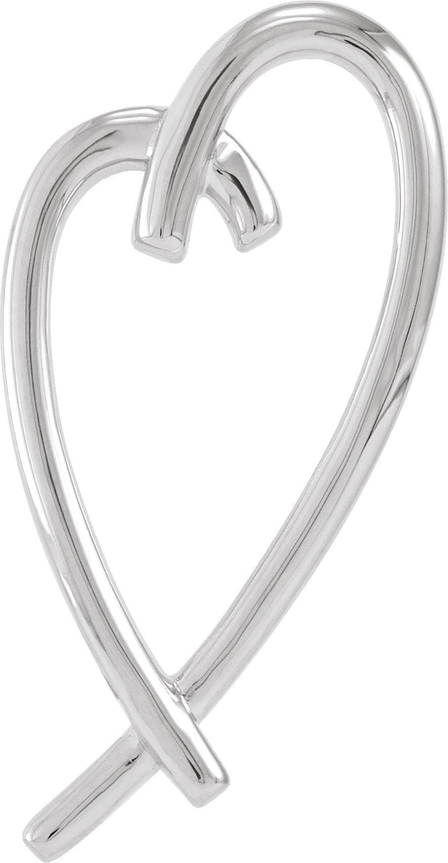 10K Gold Heart Pendant – 32.5x15.25mm - White Gold