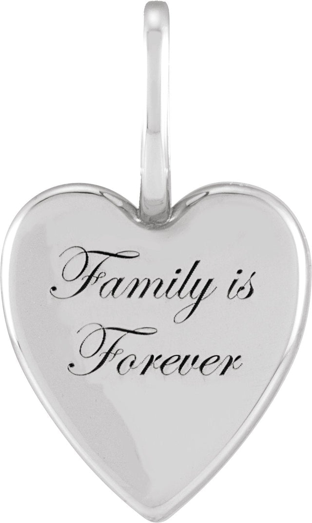 14K Gold Family is Forever Heart Pendant - White Gold