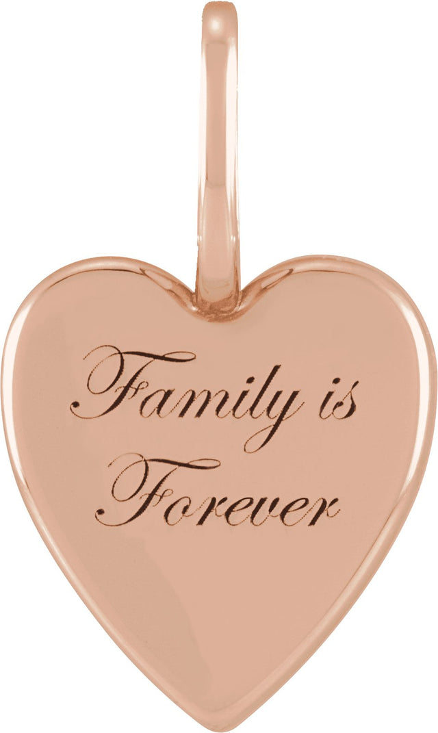 14K Gold Family is Forever Heart Pendant - Rose Gold