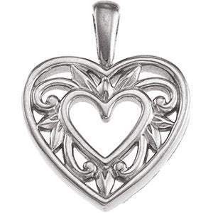 14K Gold Heart Pendant VIII - White Gold
