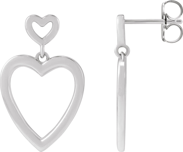 Platinum Heart Earrings – 21.81x13.58mm