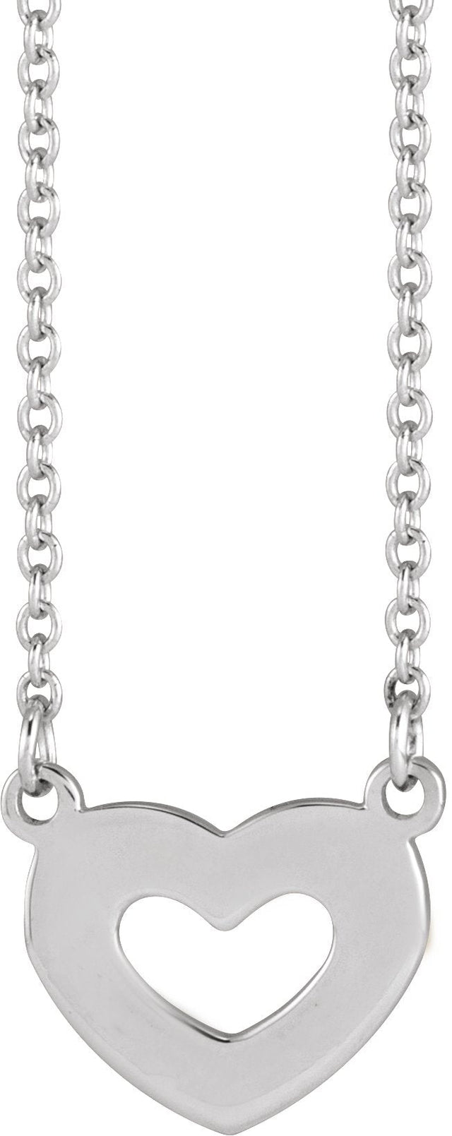 14K Gold Engravable Family Heart Necklace - White Gold