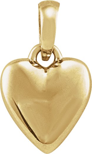 14K Gold Puffed Heart Necklace or Pendant – 11.75x6.79mm - Yellow Gold