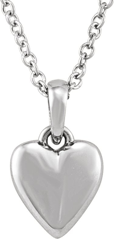 14K Gold Youth Heart Necklace - White Gold