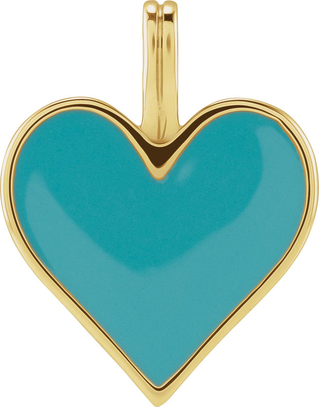 14K Gold Enamel Heart Necklace or Pendant - Yellow Gold