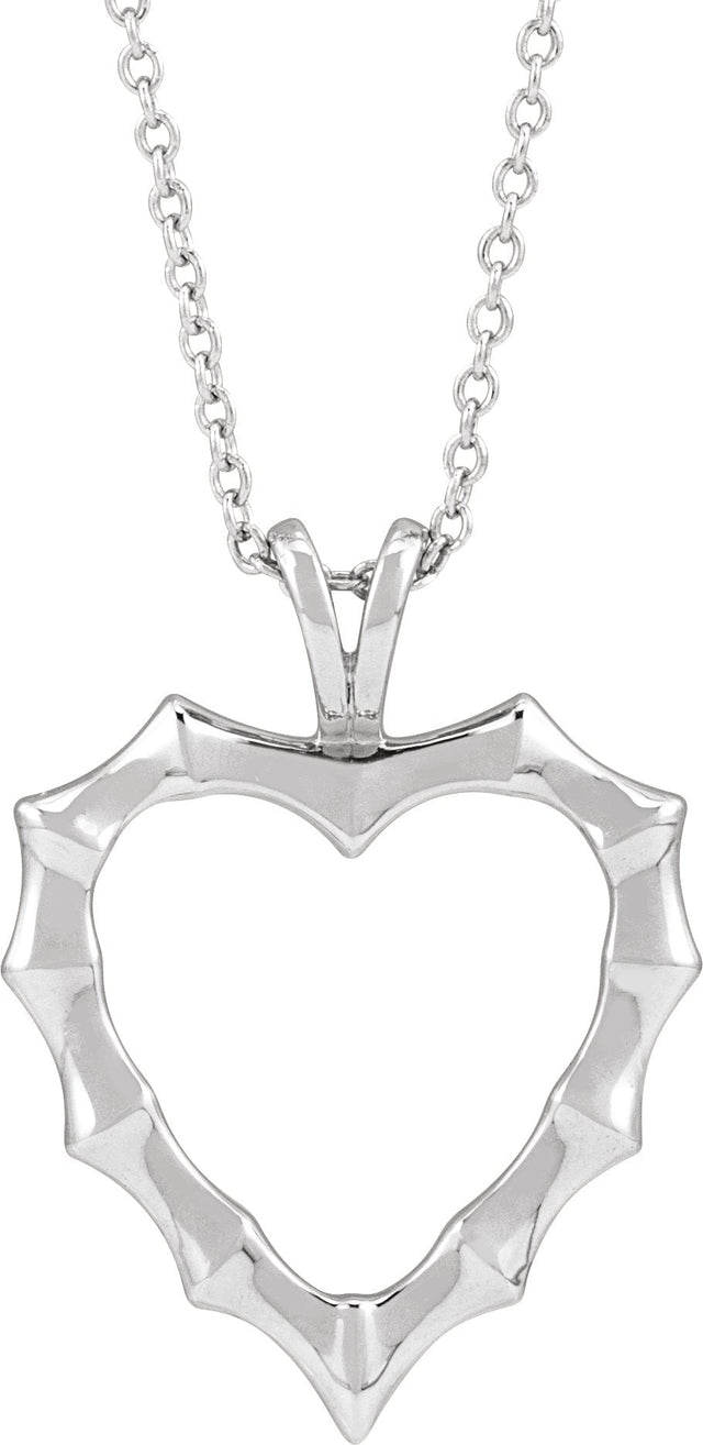 Platinum Bamboo Heart Necklace & Pendant