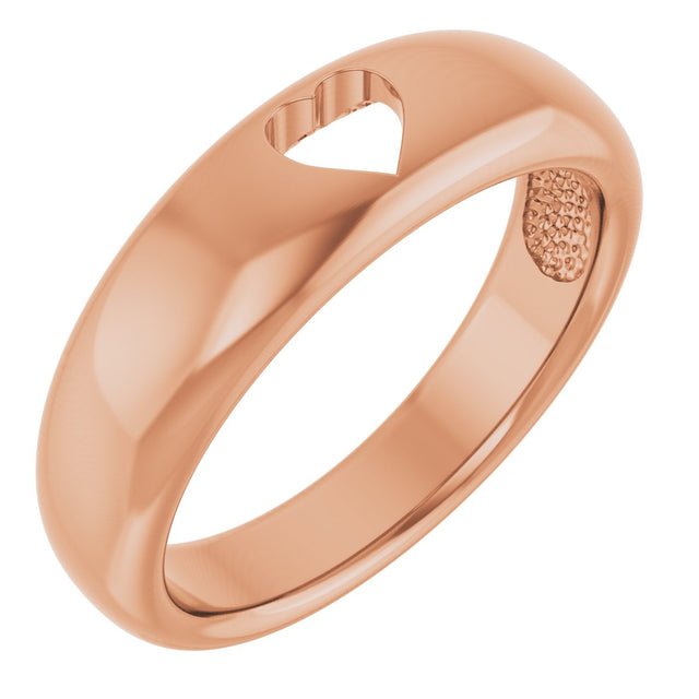 14K Gold Pierced Heart Ring - Rose Gold