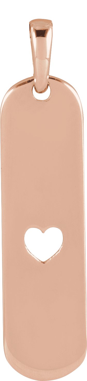 14K Gold Engravable Heart Bar Necklace or Pendant - Rose Gold