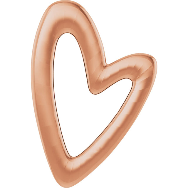 14K Gold Elongated Heart Necklace or Pendant - Rose Gold