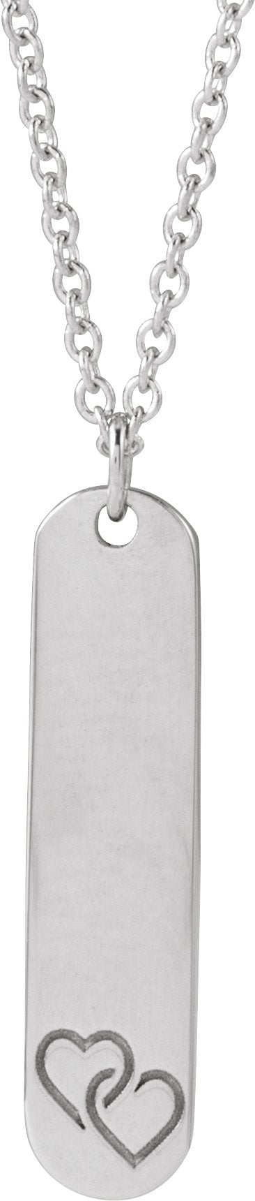14K Gold Engravable Bar Necklace or Pendant – 22.4x5mm - White Gold