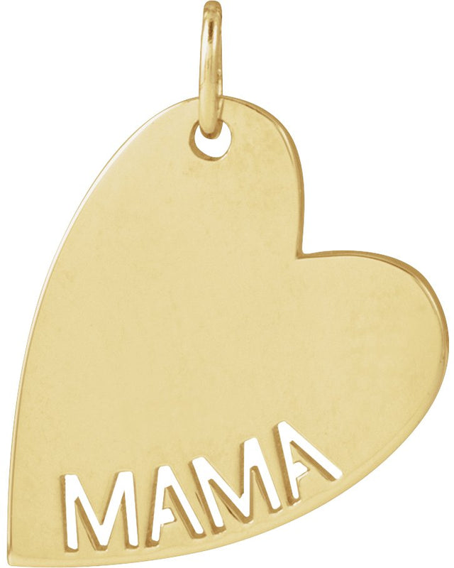 14K Gold Mama or Sister Heart Necklace or Pendant - Yellow Gold