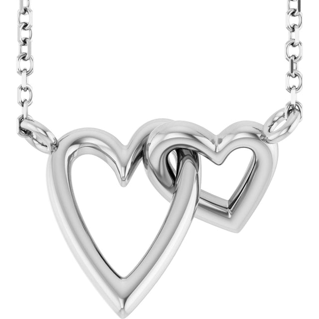 Platinum Interlocking Hearts Necklace